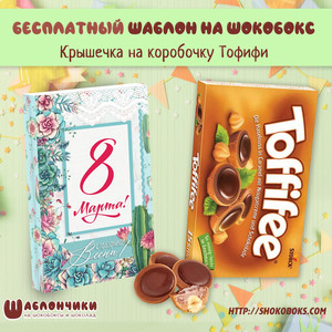 Шаблон ФОТО шокобокса на Тофифи на 8 марта c суккулентами скачать бесплатно