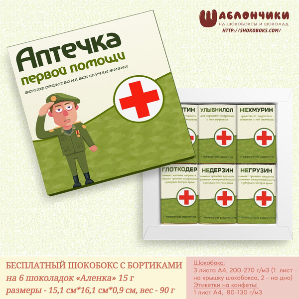 Скачать шаблоны на шокобокс шуточную аптечку для мужчины